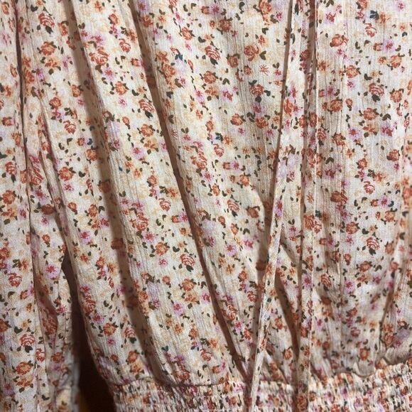 SMOCKED WAIST DITSY FLORAL TASSEL BOHO MINI DRESS SIZE M - Picture 8 of 10